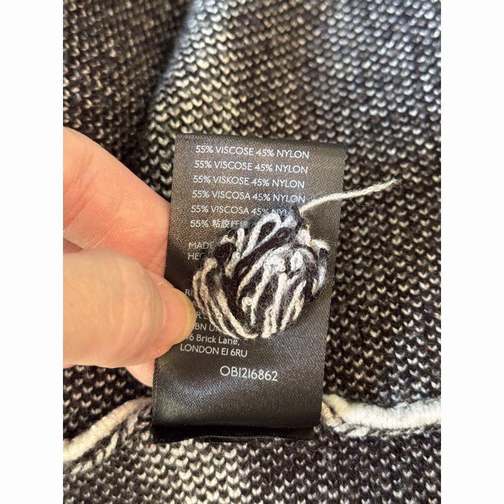 Maeve Anthropologie Womens Gray Black Poncho Sweater XS/S Cozy Cowl Neck Viscose - Picture 8 of 10
